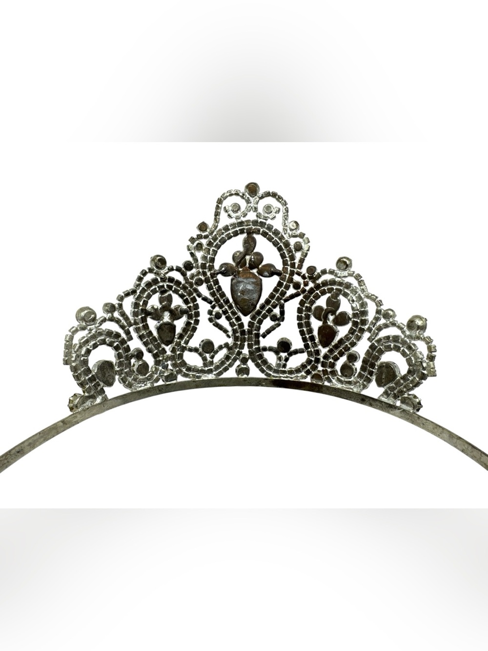 Vintage Blue Rhinestone Crown Tiara Prong Set Rhinestone Crown Prom Bridal - Picture 4 of 6